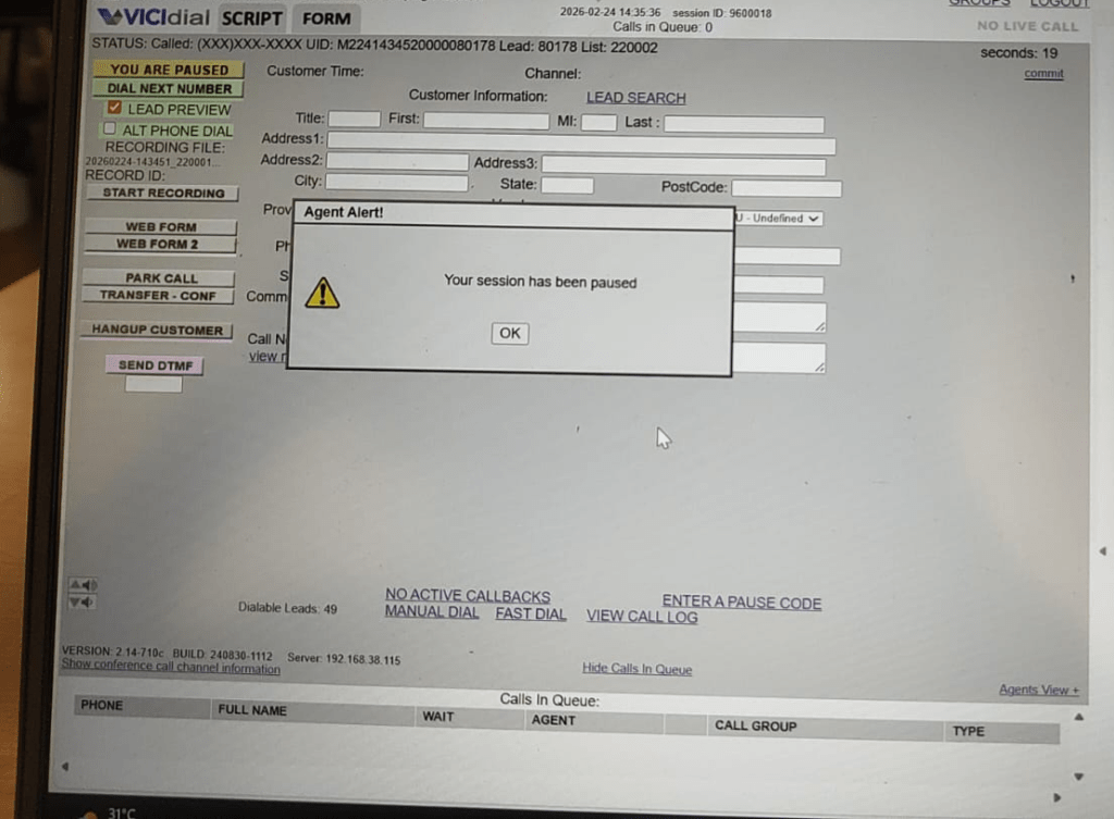 No agent available in vicidial