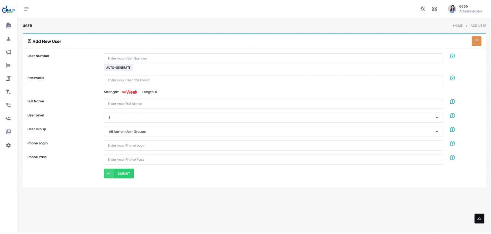 ADMINISTRATION Add New User