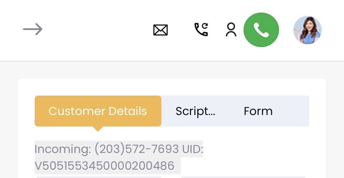 Call Popup – Customer Details