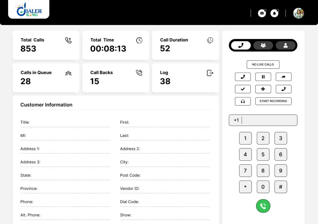 agent dashboard - dialerking