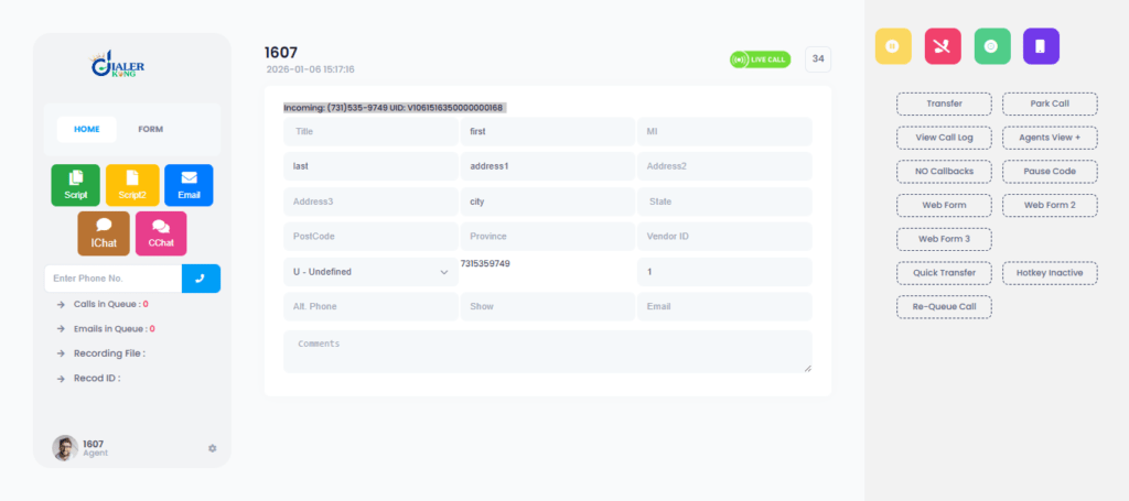 Vicidial Agent interface