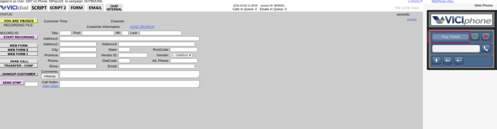 VICIdial SIP Registration Failed 