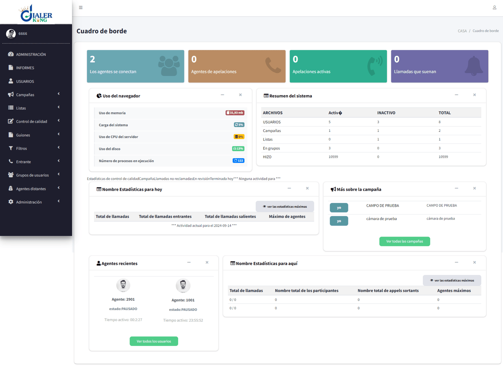 Admin portal - Spanish