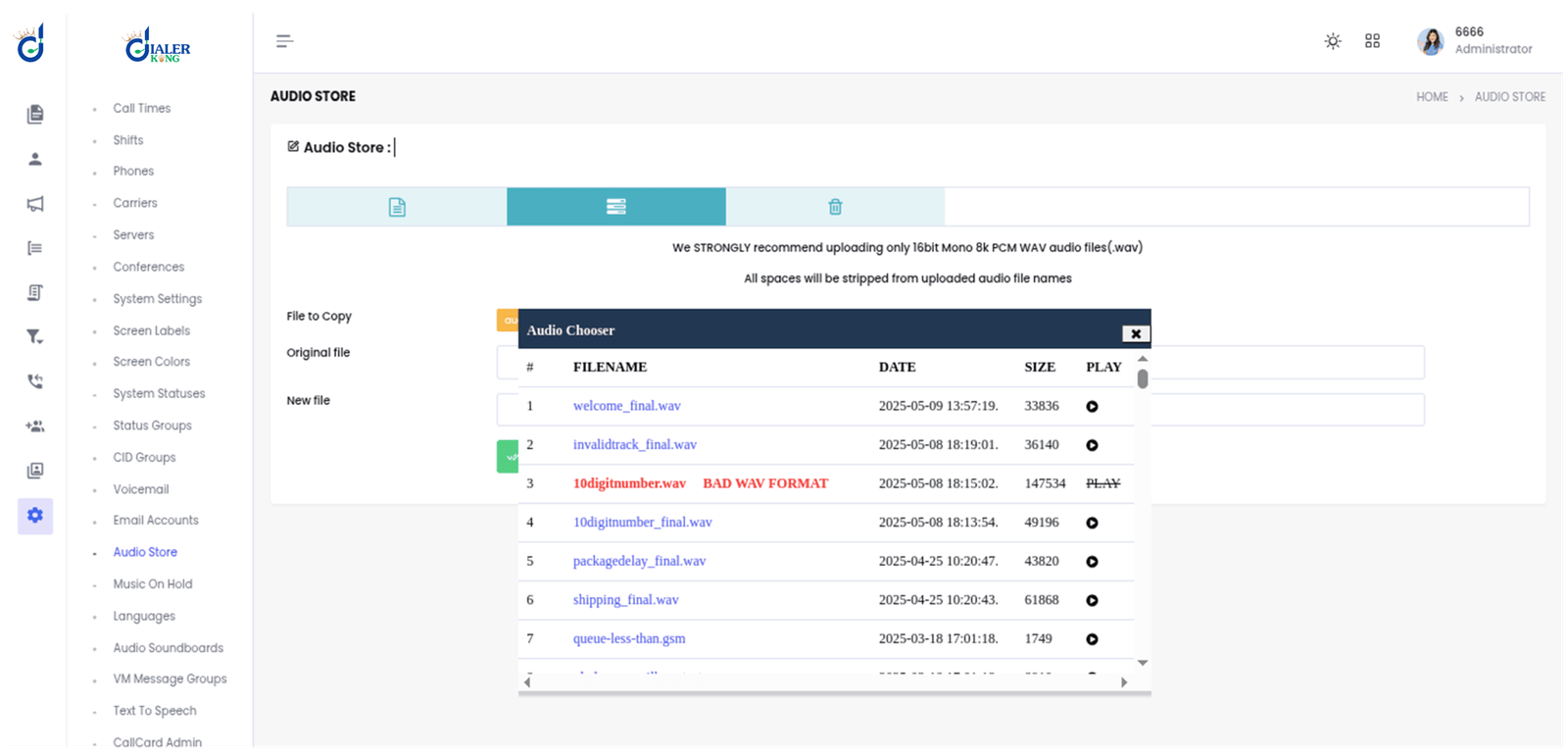 Inbound Dialer Feature Admin Screen (2)