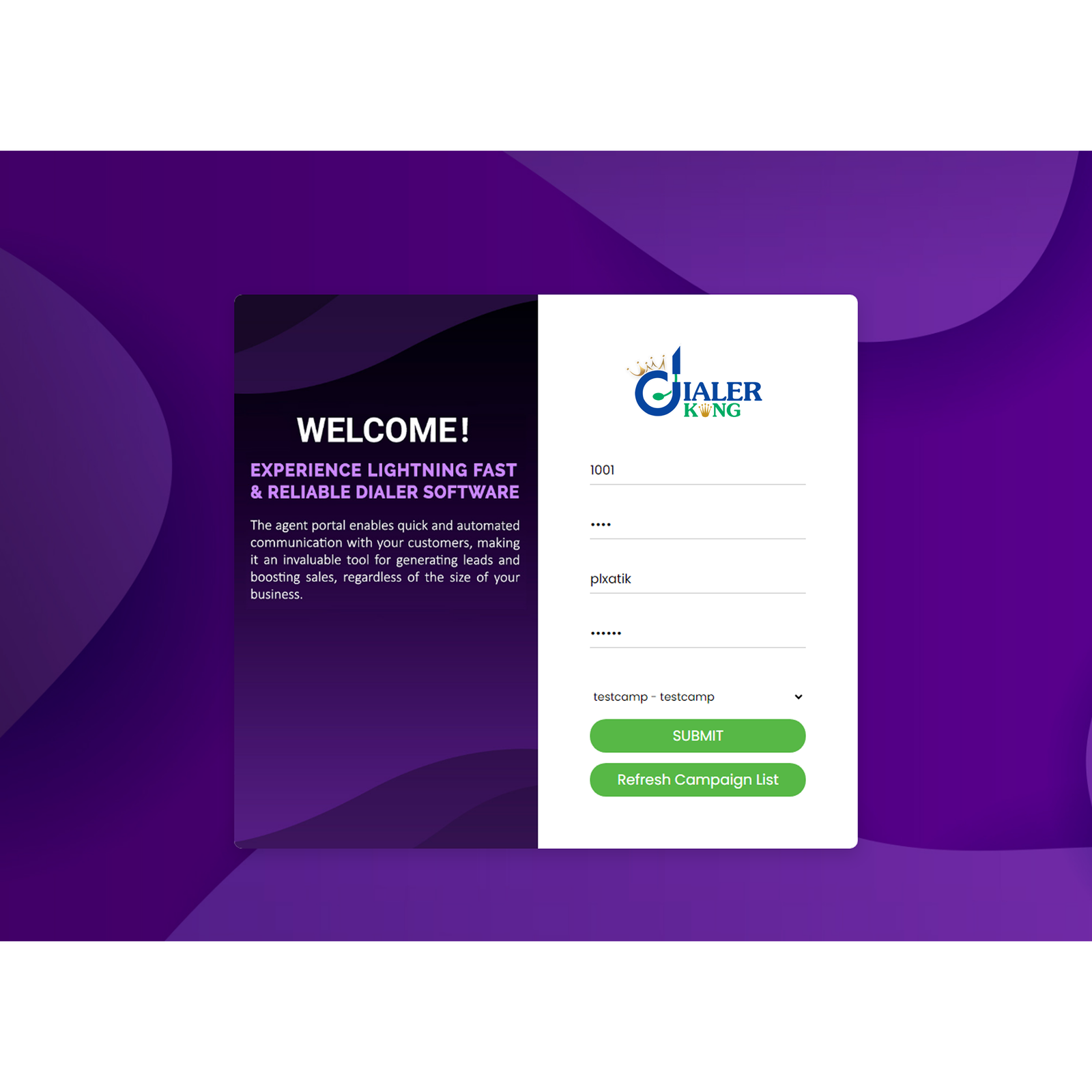 Agent Login Screen 2