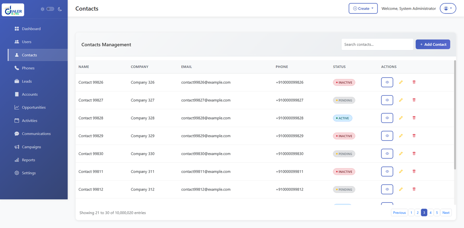 Custom CRM Contacts Management