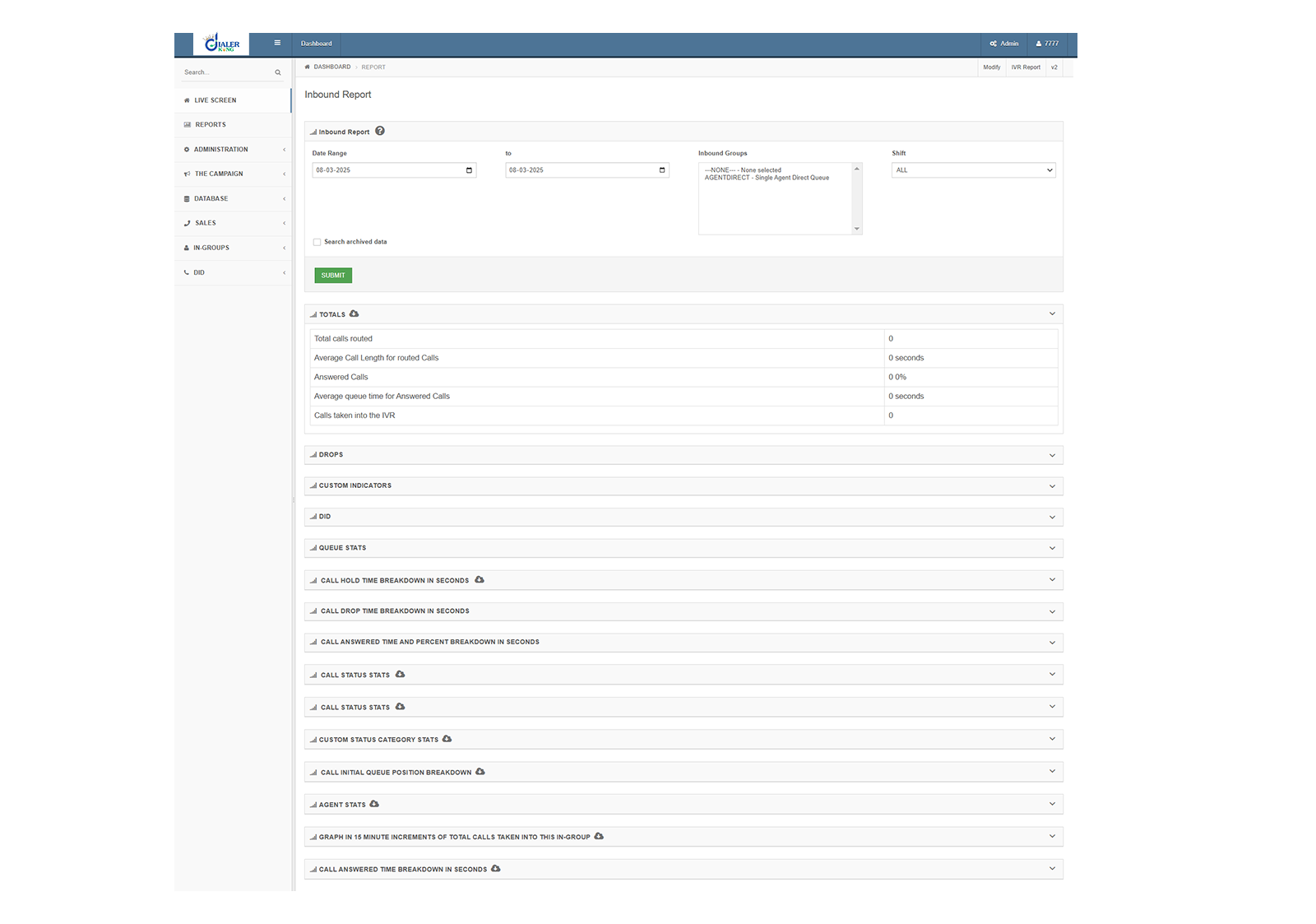 Inbound Call Report Contact Center