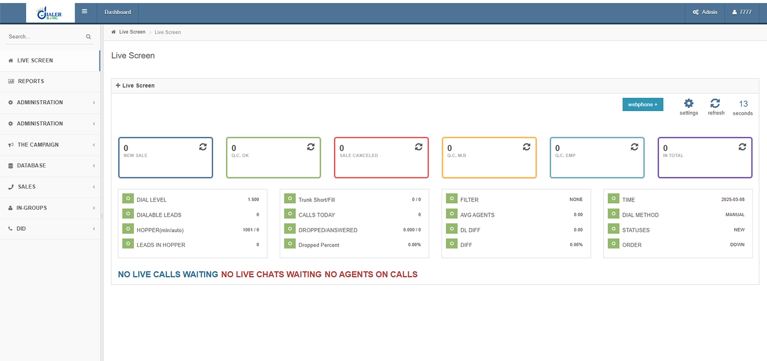 Live Contact Center Monitoring Dashboard