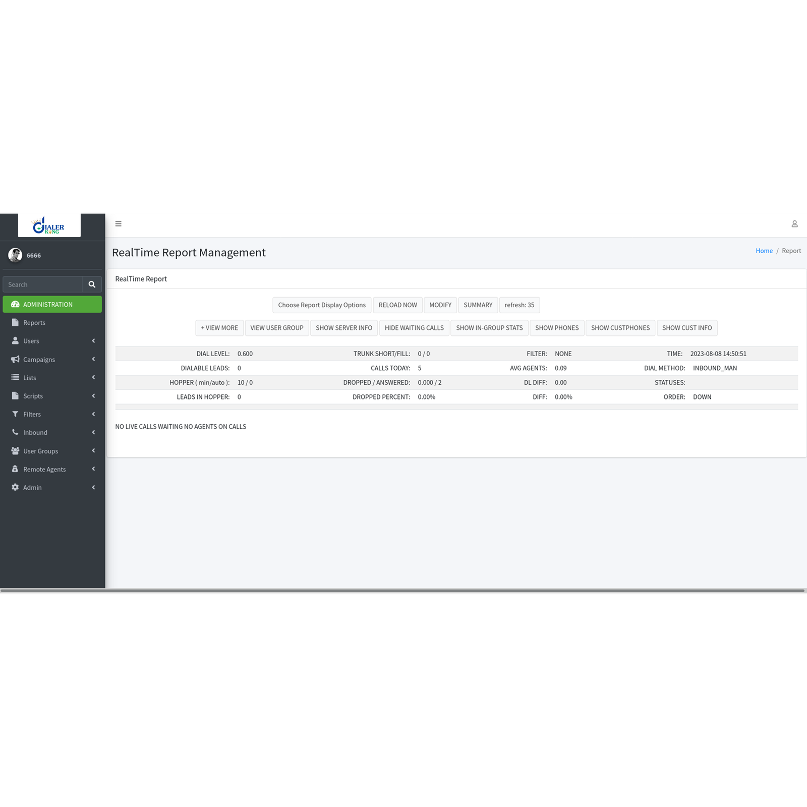 Live Contact Center Performance Report