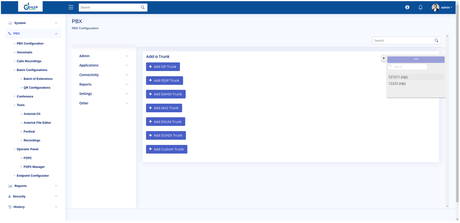 PBX configuration