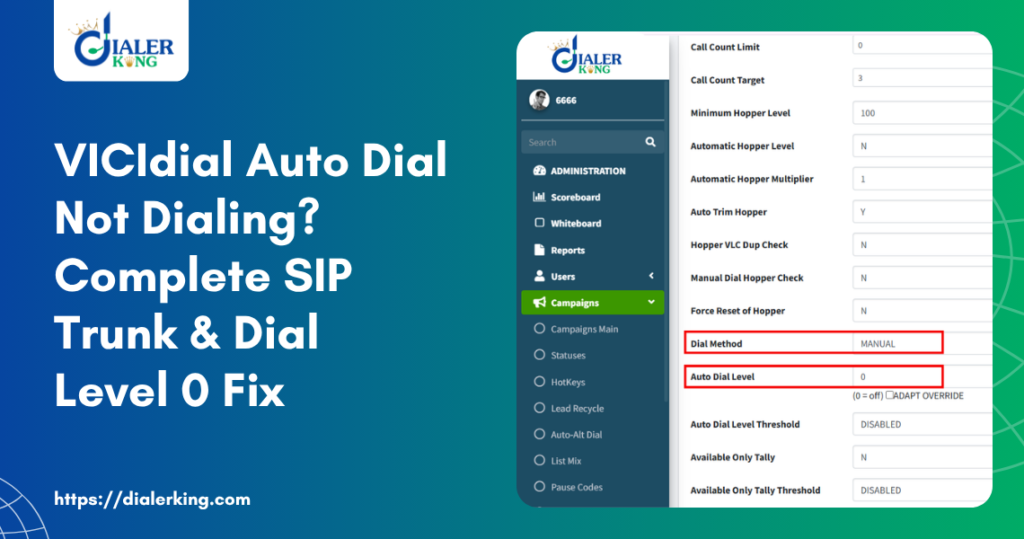 VICIdial Auto Dial Not Dialing Complete SIP Trunk & Dial Level 0 Fix