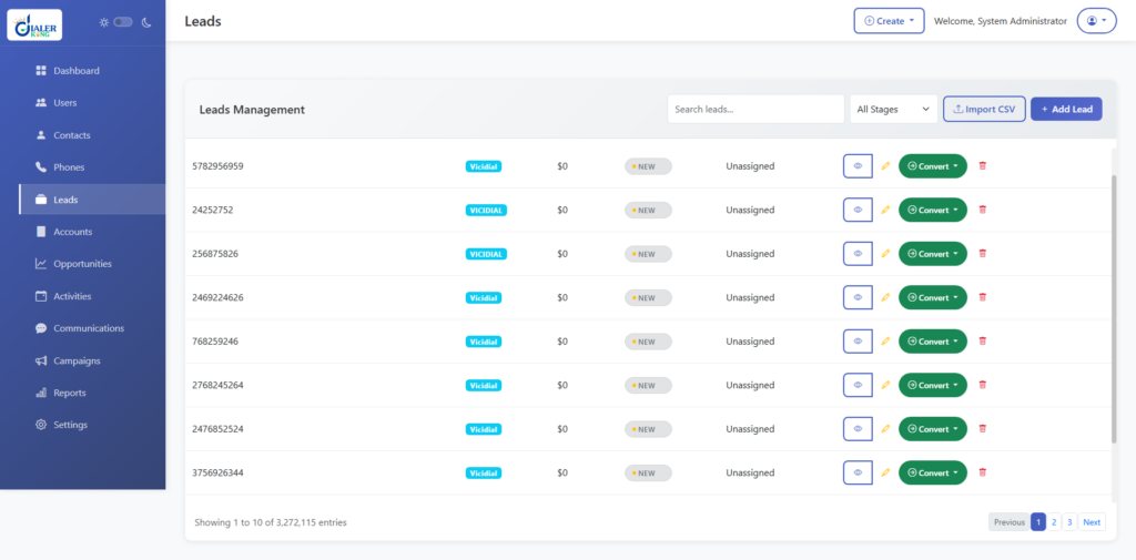 Custom CRM Leads Management