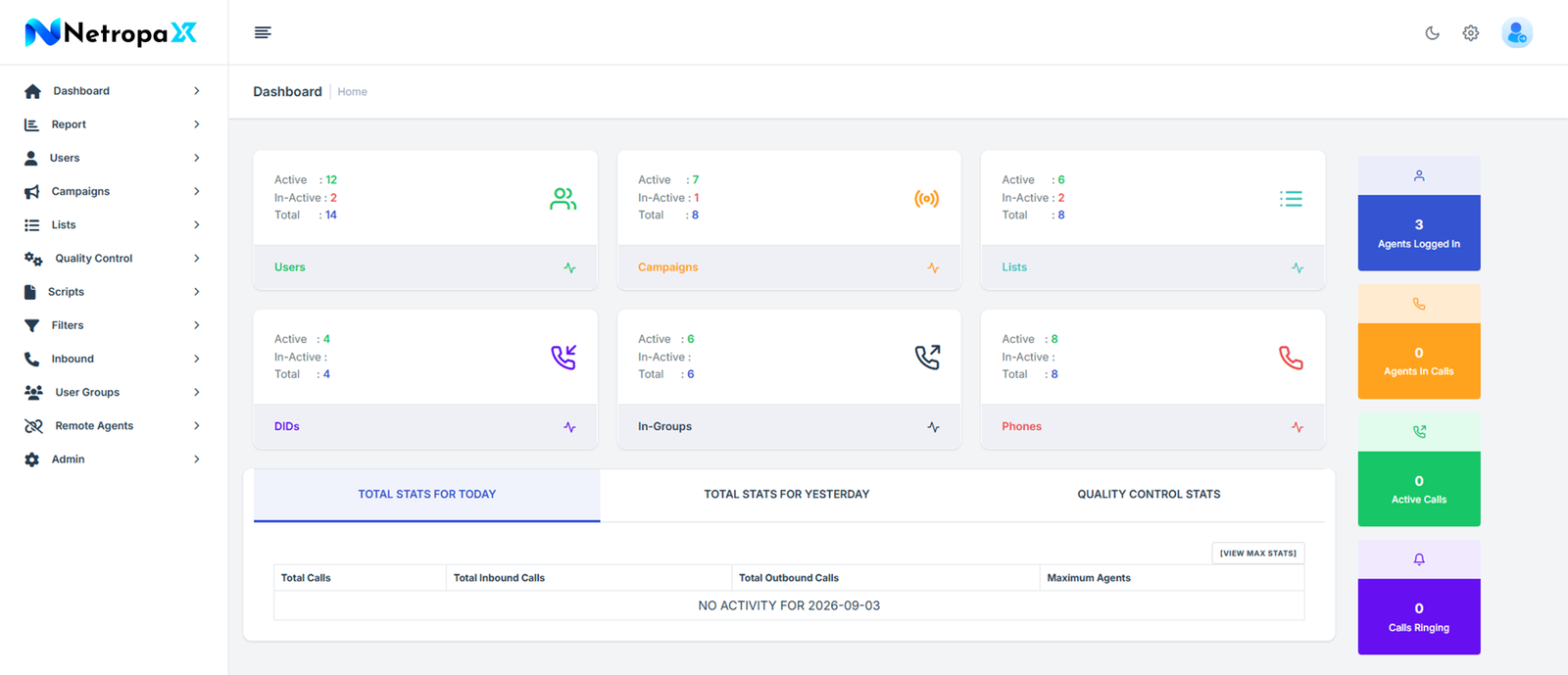 VICIdial Admin Dashbord 3
