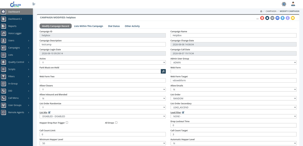 VICIdial Call Disposition Settings for CRM Integration